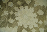 Antique Style 10x14 Hand Knotted Brown and Beige Traditional Oushak Wool Rug, Large Rug | N3751014