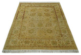 Antique Style 8x10 Hand Knotted Beige, Olive and Brown Traditional Oushak Wool Rug