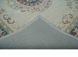 Antique Style Beige and Charcoal Aubusson design Hand Tufted 8x10 wool Area Rug