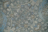 Antique Style Blue, Gray and Beige Hand knotted Classic Distressed Finished Custom Made wool Area Rug
