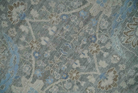 Antique Style Blue, Gray and Beige Hand knotted Classic Distressed Finished Custom Made wool Area Rug