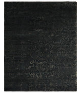 Antique Style Charcoal, Gray and Silver 8x10 Hand knotted wool Area Rug