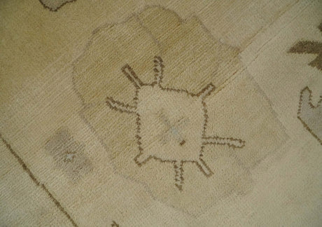 Antique Style Fine 9x13 Hand Knotted Beige, Silver and Brown Traditional Wool Rug