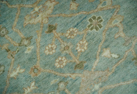 Antique style Floral Gray, Beige and Green Hand knotted Oriental Oushak Multi Size Wool Area Rug