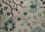 Antique Style floral Hand knotted Peach Pink and Green Custom Made Wool Area Rug