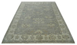 Antique style Gray and Beige 9x12 Hand knotted Oushak wool Area Rug