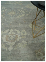 Antique style Gray and Beige 9x12 Hand knotted Oushak wool Area Rug