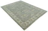 Antique style Gray and Beige 9x12 Hand knotted Oushak wool Area Rug
