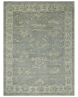 Antique style Gray and Beige 9x12 Hand knotted Oushak wool Area Rug