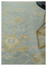 Antique style Gray, Beige and Olive 9x12 Hand knotted Oushak wool Area Rug