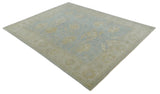 Antique style Gray, Beige and Olive 9x12 Hand knotted Oushak wool Area Rug