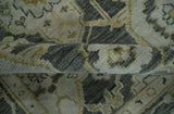 Antique style Gray, Ivory and Olive Hand knotted Traditional Oushak wool Area Rug