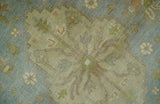 Antique style Gray, Rust and Green Hand Knotted 8x10 Oriental Oushak wool Area Rug