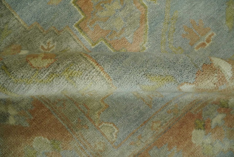 Antique style Gray, Rust and Green Hand Knotted 8x10 Oriental Oushak wool Area Rug