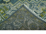 Antique Style Hand Knotted Teal, Gray and Green Traditional multi Size wool rug