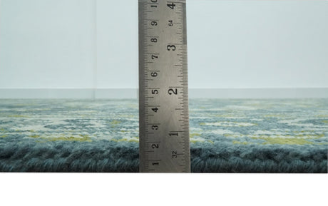 Antique Style Hand Knotted Teal, Gray and Green Traditional multi Size wool rug