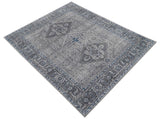 Antique Style Hand Knotted Traditional Blue and Gray Wool Area Rug