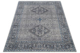 Antique Style Hand Knotted Traditional Blue and Gray Wool Area Rug