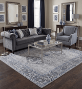 Antique Style Hand Knotted Traditional Blue and Gray Wool Area Rug
