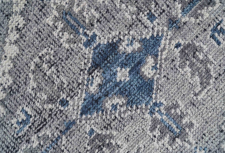 Antique Style Hand Knotted Traditional Blue and Gray Wool Area Rug