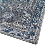 Antique Style Hand Knotted Traditional Blue and Gray Wool Area Rug