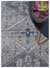 Antique Style Hand Knotted Traditional Blue and Gray Wool Area Rug