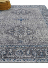 Antique Style Hand Knotted Traditional Blue and Gray Wool Area Rug