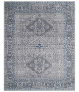 Antique Style Hand Knotted Traditional Blue and Gray Wool Area Rug