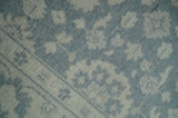 Antique Style Ivory and Charcoal Hand Knotted Traditional Oushak 2x4 wool Bedside Rug