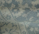 Antique Style Ivory and Charcoal Hand Knotted Traditional Oushak 2x4 wool Bedside Rug