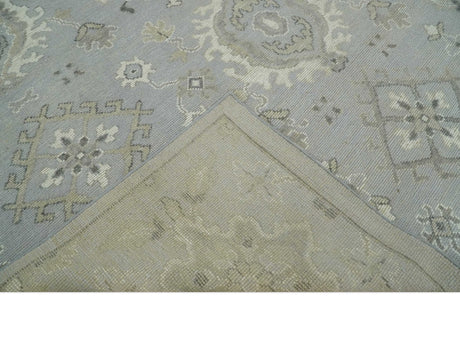 Antique Style Pastel Silver, Beige and Gray Low Pile Multi Size Oushak wool Area Rug