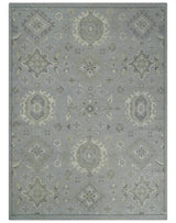 Antique Style Pastel Silver, Beige and Gray Low Pile Multi Size Oushak wool Area Rug