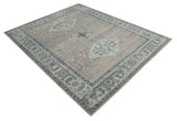 Antique Style Peach, Ivory and Charcoal 8x10 Hand knotted Traditional wool Area Rug