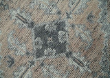 Antique Style Peach, Ivory and Charcoal 8x10 Hand knotted Traditional wool Area Rug