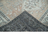 Antique Style Peach, Ivory and Charcoal 8x10 Hand knotted Traditional wool Area Rug