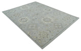 Antique Style Silver And Beige Modern Oushak wool Area Rug