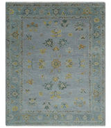 Antique Style Silver and Gray Traditional Hand knotted Oushak Custom Made wool Rug
