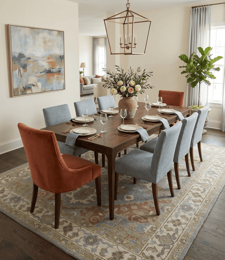 Antique Style Traditional Heriz Gray, Ivory, Peach and Olive Hand Knotted Multi Size wool Area Rug