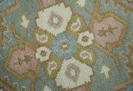 Antique Style Traditional Heriz Gray, Ivory, Peach and Olive Hand Knotted Multi Size wool Area Rug