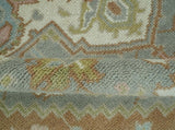 Antique Style Traditional Heriz Gray, Ivory, Peach and Olive Hand Knotted Multi Size wool Area Rug