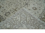 Antique Style Traditional Silver and Olive Oriental Oushak 8x10 wool Area Rug