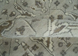 Antique Style Traditional Silver and Olive Oriental Oushak 8x10 wool Area Rug