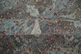 Antique Style Vintage Finish Low Pile Hand Knotted Gray, Silver and Rust Traditional Oushak Wool Rug | TRD2779
