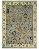 Antique Traditional Gray and Ivory Vintage Style Custom Made wool Area Rug