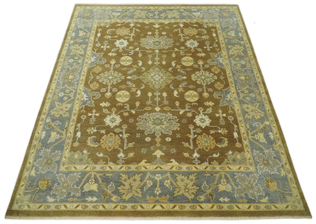 Antique Traditional Persian 8x10 Hand Knotted Brown and Gray Wool Rug