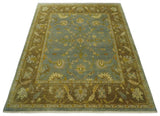 Antique Traditional Persian Gray and Brown 8x10 Hand Knotted Wool Rug