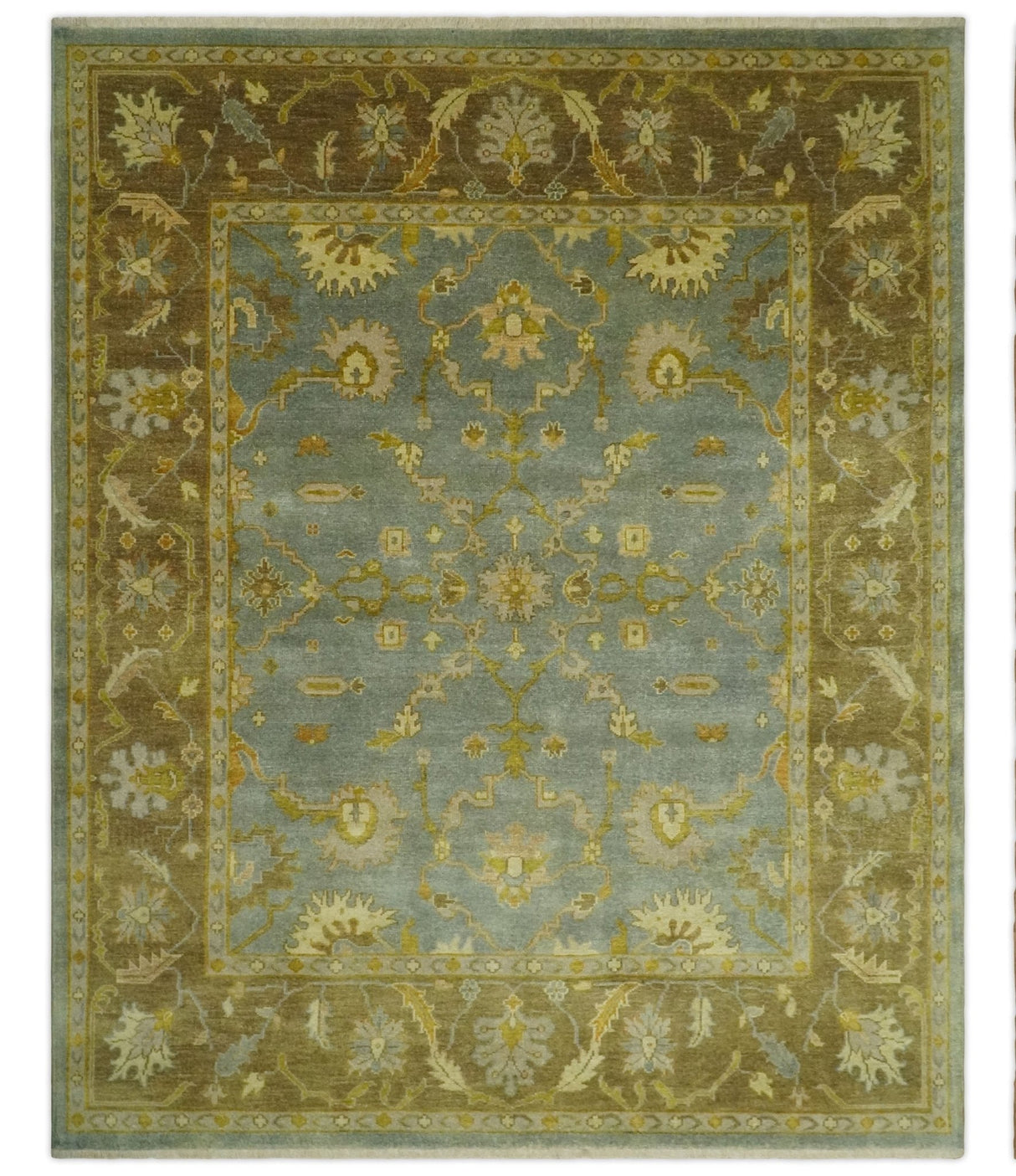 Antique Traditional Persian Gray and Brown 8x10 Hand Knotted Wool Rug