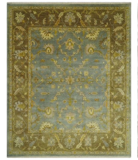 Antique Traditional Persian Gray and Brown 8x10 Hand Knotted Wool Rug