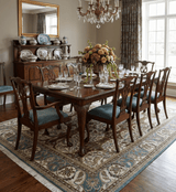 Antique Turkish 8x10 Hand Knotted Brown and Blue Wool Rug