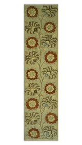 Antique Turkish Floral 8x10, 6x9, 4x6 and 2.6x10 Hand Knotted Beige, Olive and Rust Floral Persian Rug | AC5